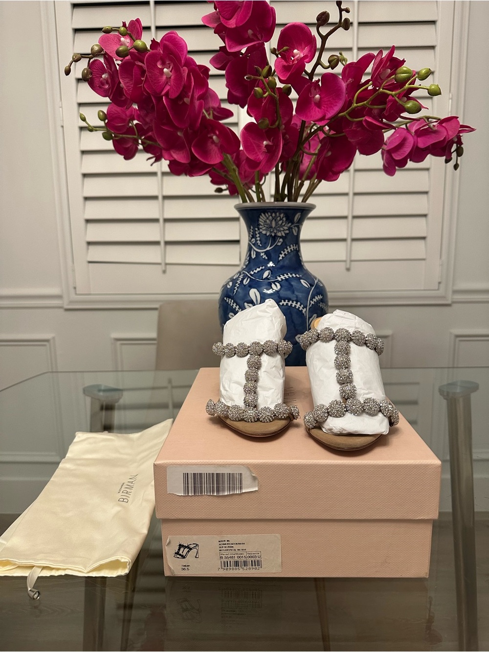 ALEXANDRE BIRMAN $895 MSRP Maive 85 Crystal Embellished Sandals Nude Suede 36.5